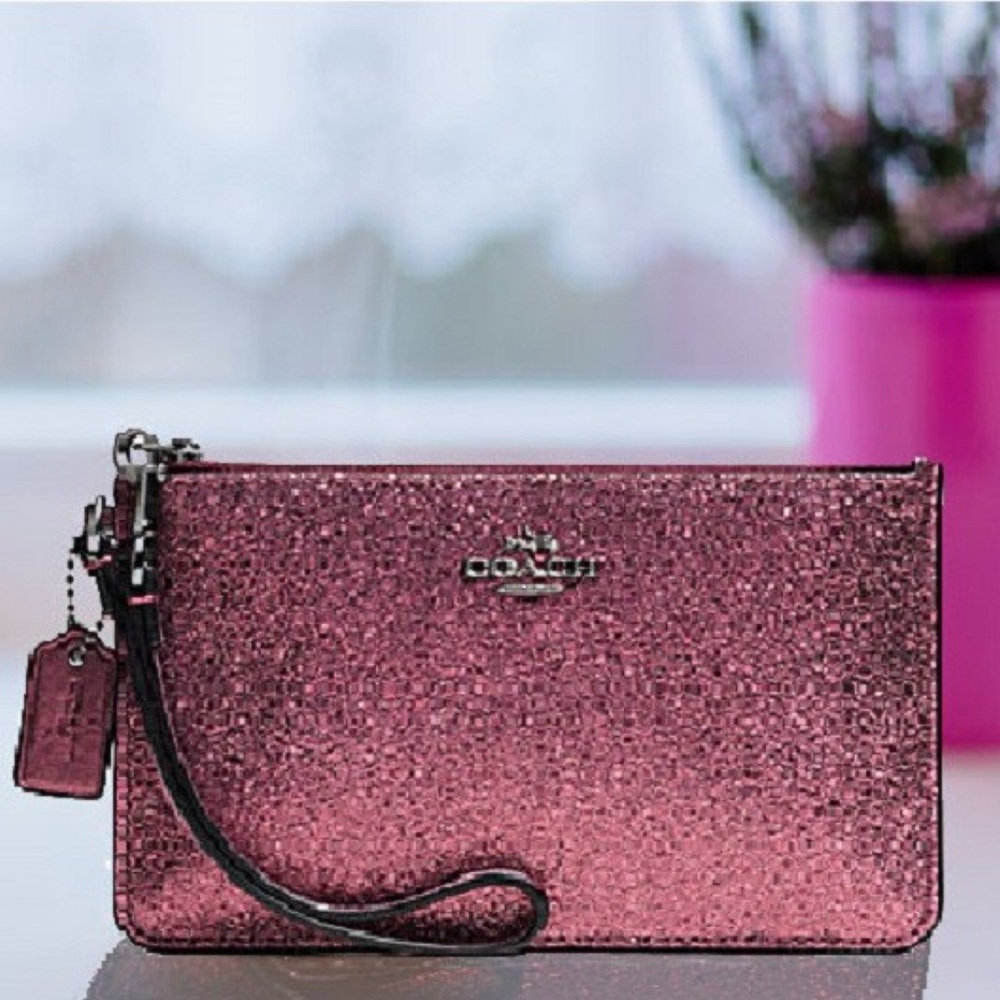 Authentic Coach Shimmering Pink Wristlet